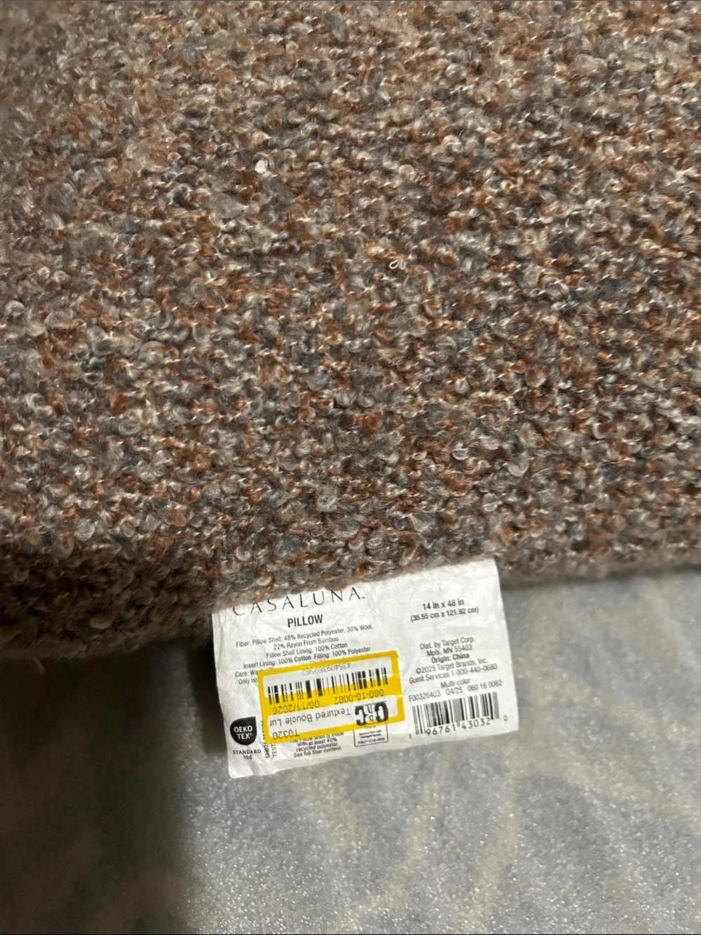 Casaluna 14” x 48” Textured Bouclé Oversized Lumbar Pillow - Brown